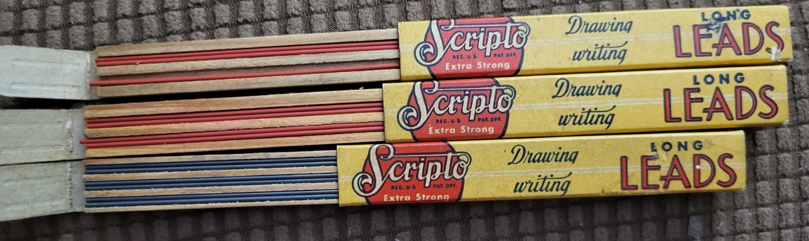 VINTAGE SCRIPTO Extra Strong Drawing Writing Long Lead Black no.130, 133 Red