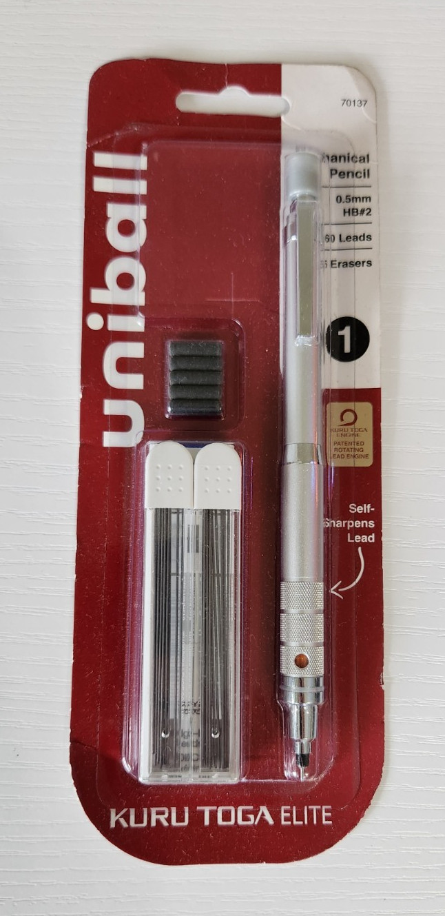 Uni-ball Kuru Toga Elite 70137 0.5mm HB #2 Mechanical Pencil Starter Kit New
