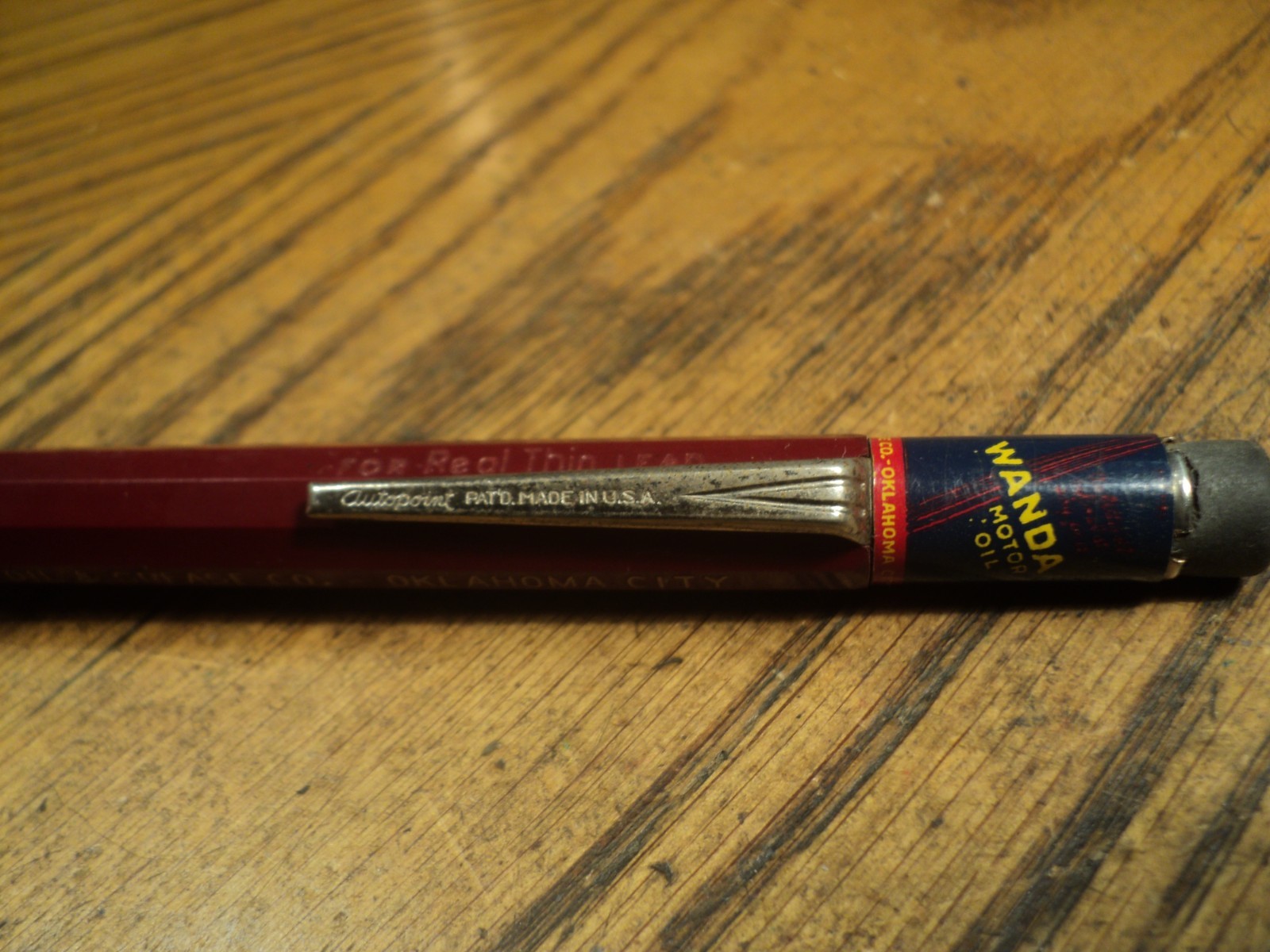 Vintage Autopoint Mechanical Pencil WANDA Cato Oil & Grease 5-3/4″ Long USA