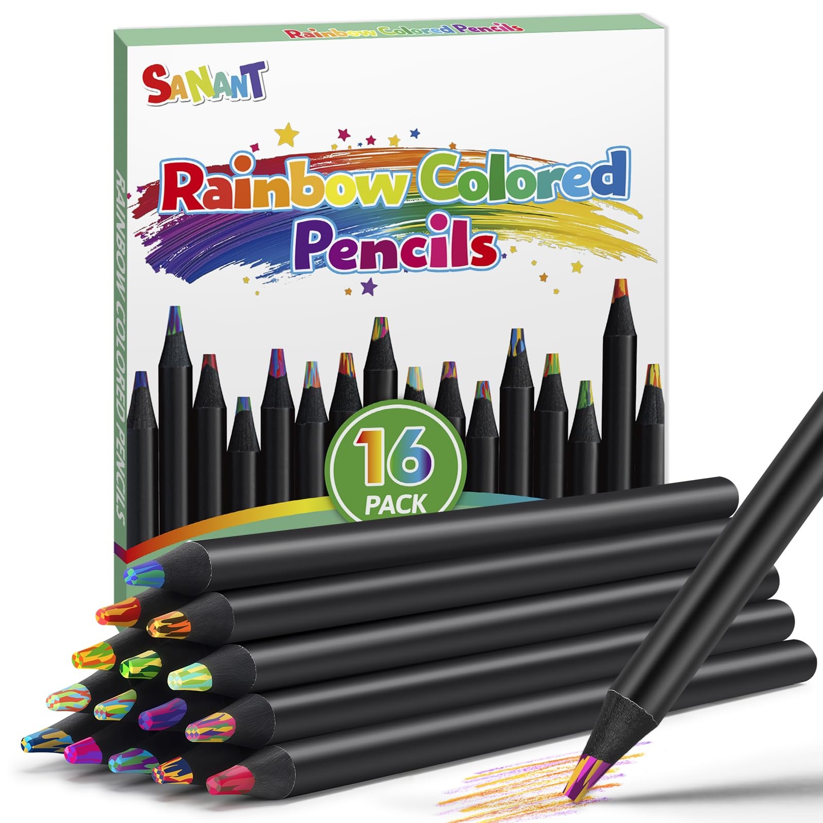 Art Supplies, 16 Colors Rainbow Colored 1 Count (Pack of 16), Multicolor