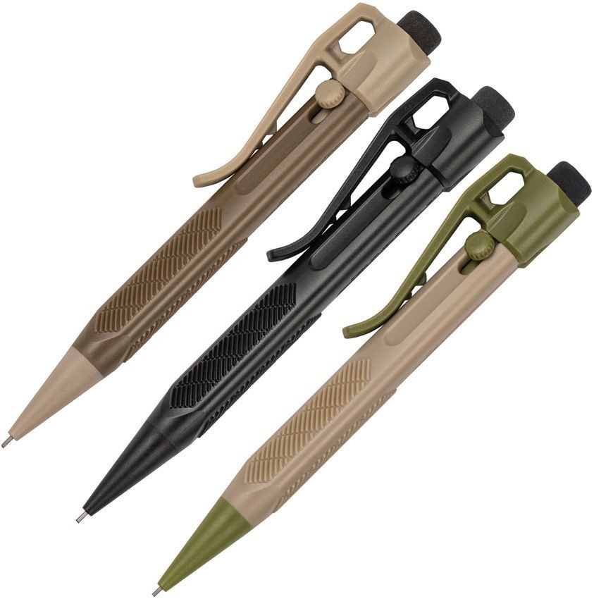 Rite In The Rain Slide-Click Mini Pencil 3pk w/ Low-Mess Eraser Coyote Dune Blk