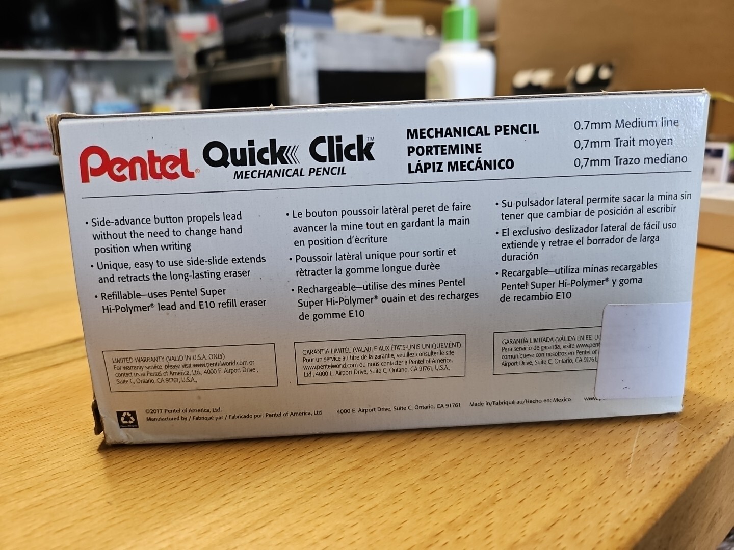 Pentel Quick Click Mechanical Pencil, (0.7mm), Medium, Black Barrel, Box of 12