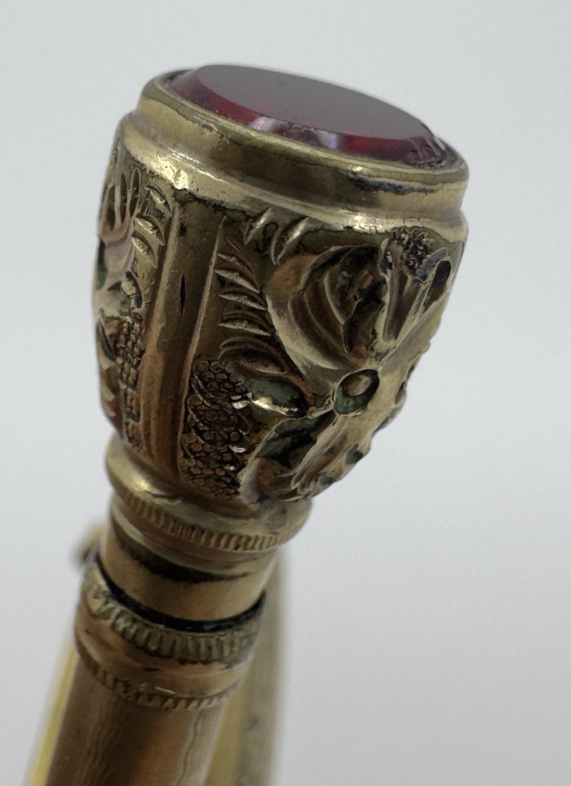 Victorian Telescoping Mechanical Pencil, Floral Repoussé, Retractable Chain