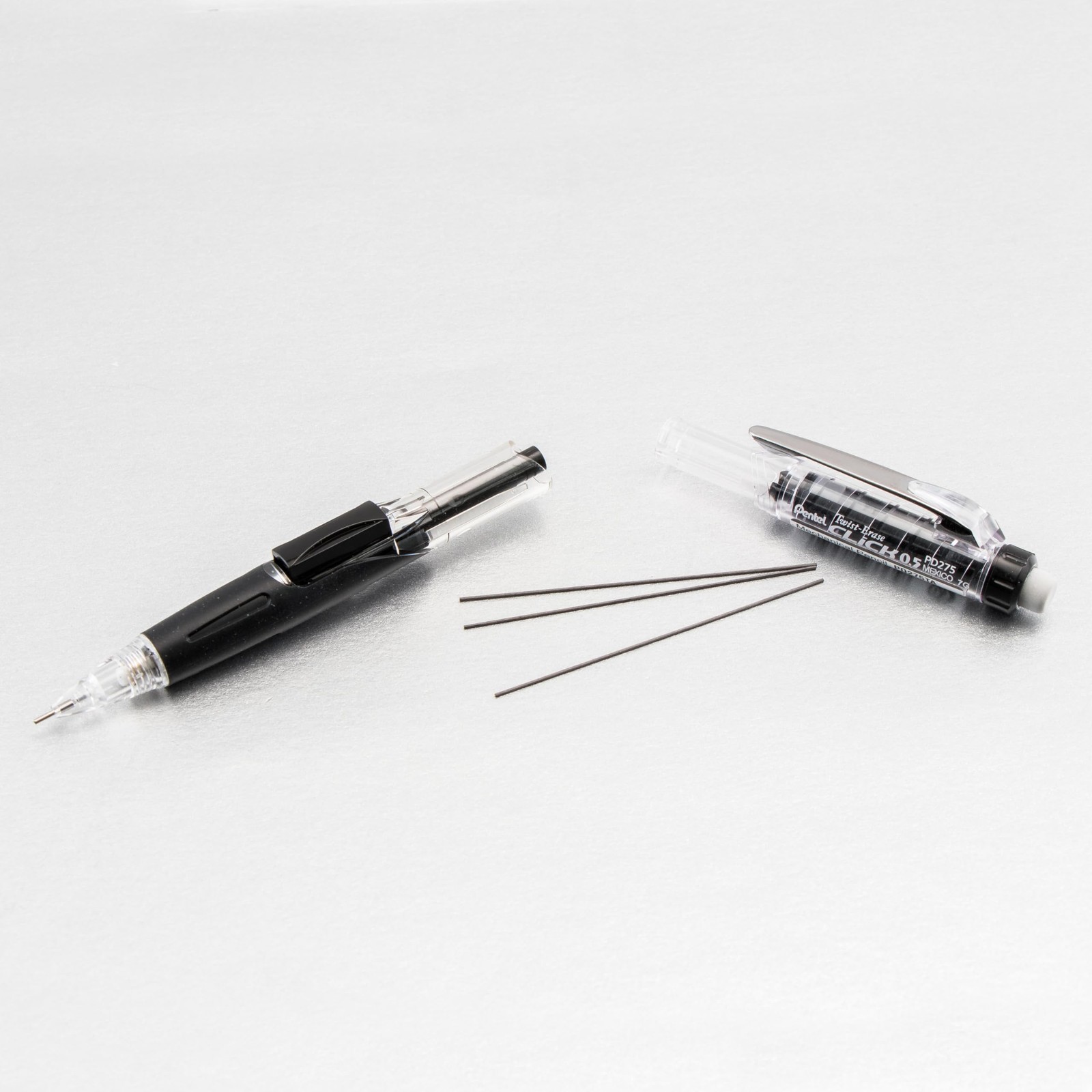 Pentel Twist Erase Click Mechanical Pencils 12 Pack 0.5mm Black with Eraser