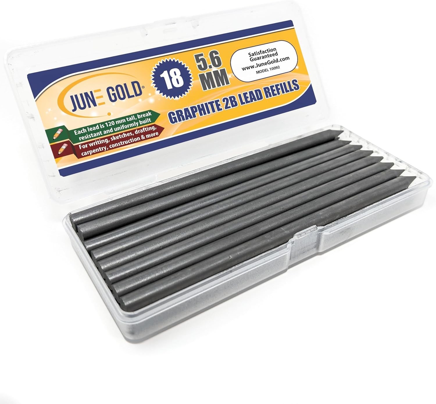 18-Pack 5.6 mm 2B Graphite Lead Refills – Quality for Sketching