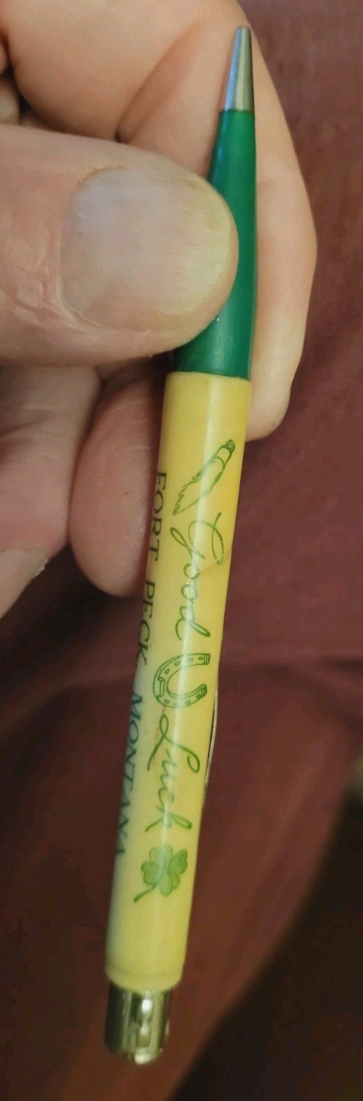 Vintage Redipoint Mechanical Pencil Advertising-Good Luck-Fort Peck Montana