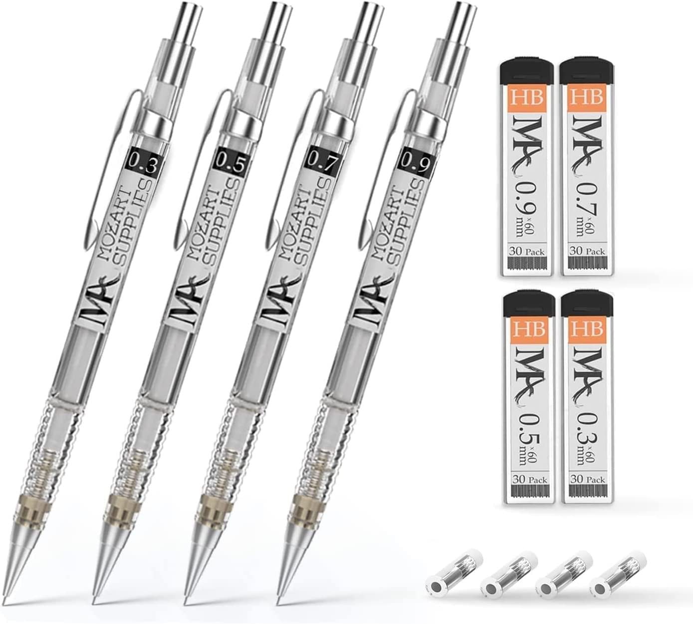 MozArt Mechanical Pencil Set with Case – 4 Sizes: 1 Count (Pack of 1), Clear