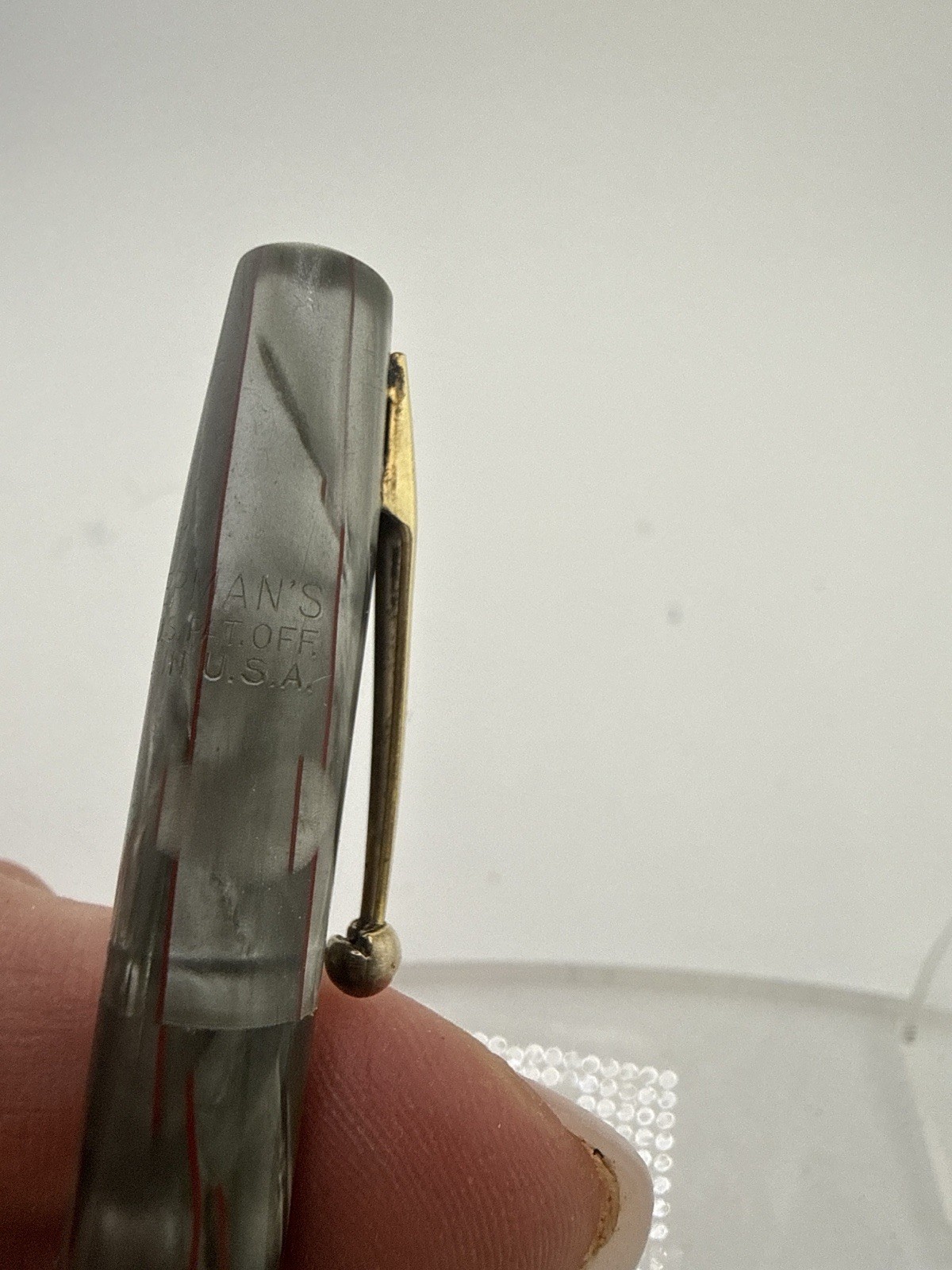 Vintage Waterman’s Commando Mechanical Pencil Gold Trim Gray Pearl Celluloid B1