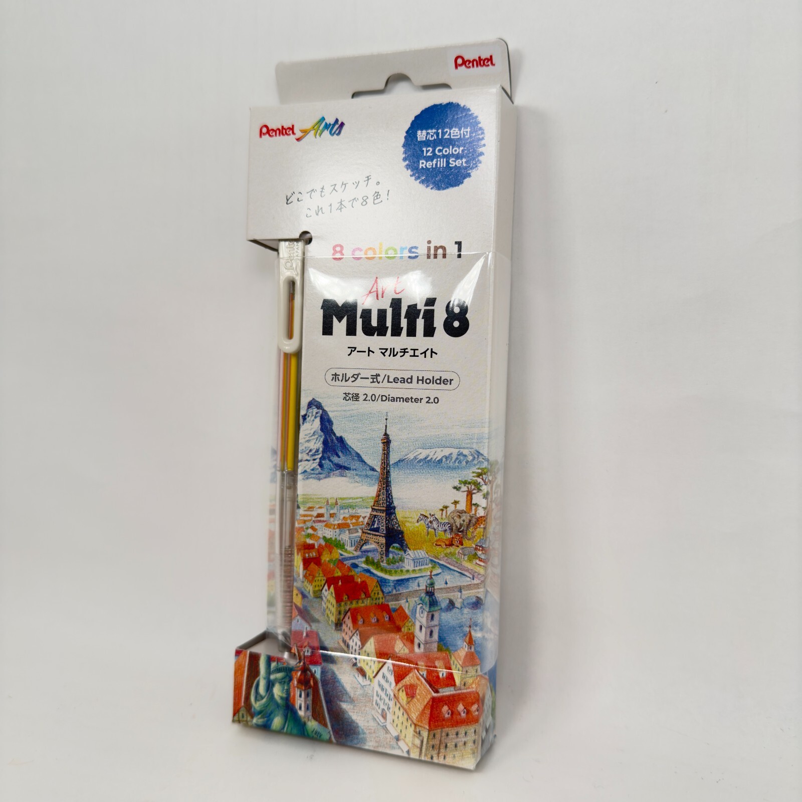 Pentel art multi8 Built-in 8 color leads + 12 color refills + lead sharpener