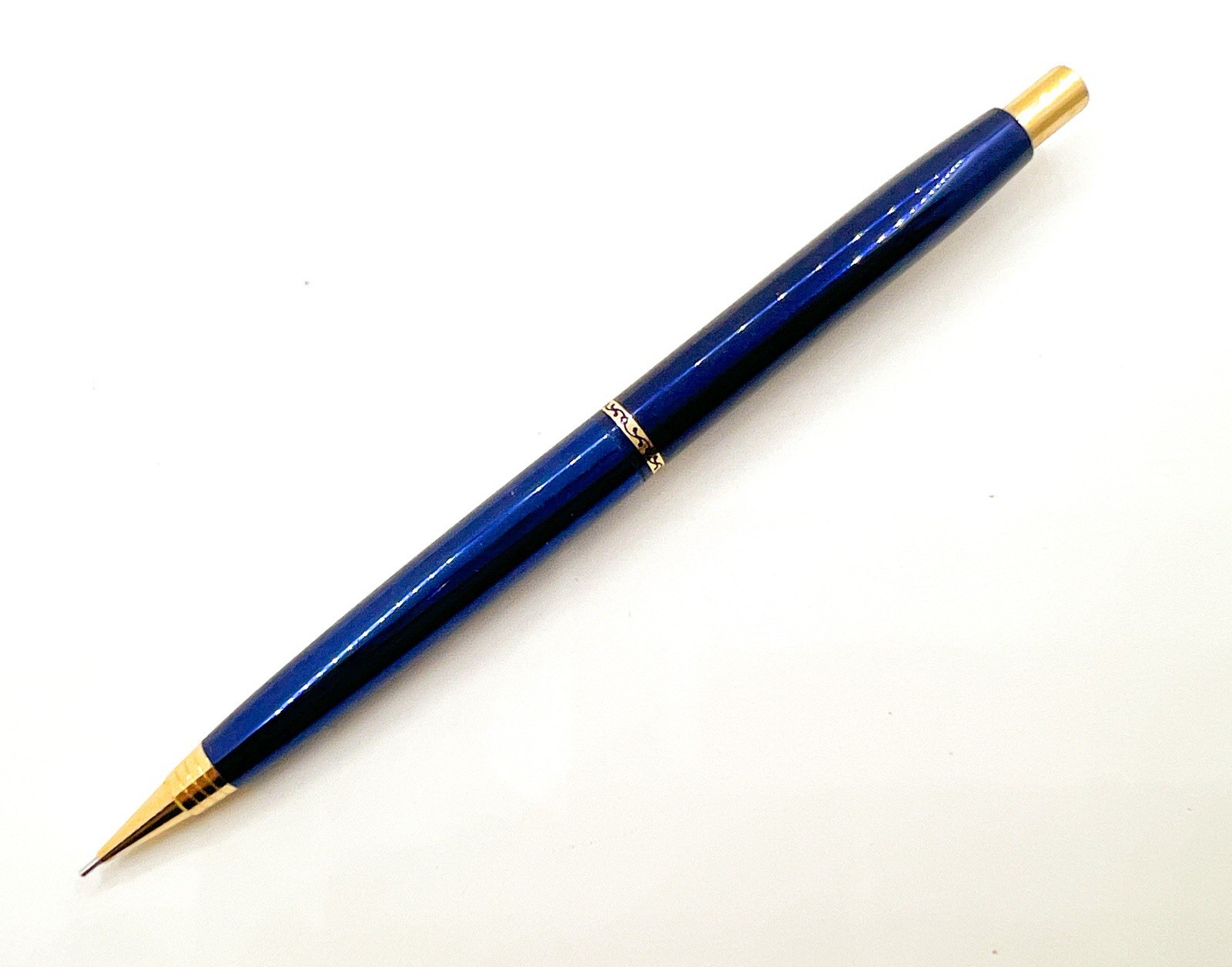 Platinum Bonito Mechanical Pencil 0.5 mm Blue Gold Trim Push Cap Functional