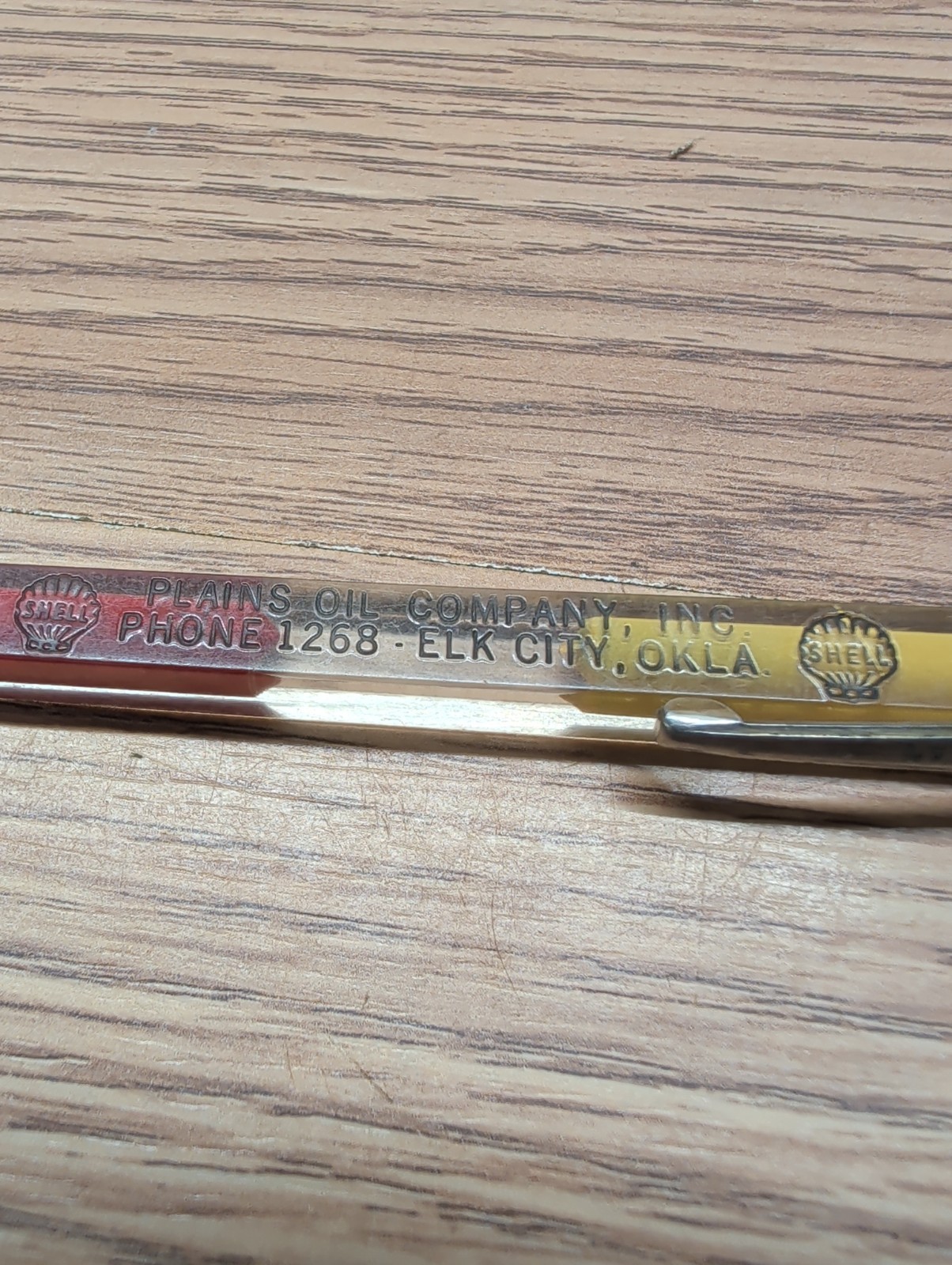 Vintage Ha-wi-an Mechanical Pencil Shell Oil Advertising Lucite Elk City Okla.