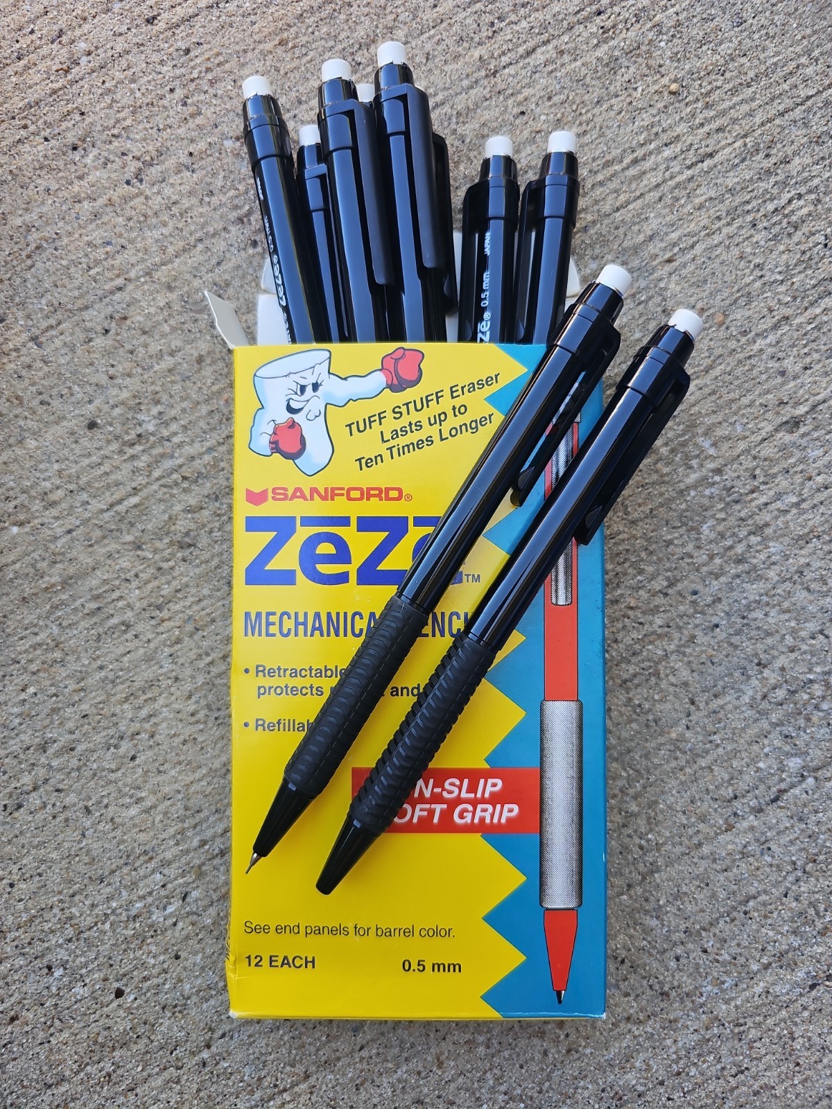 Vtg NOS 12 Pack Box Sanford ZeZe Mechanical Pencils 0.5mm Japan Black #64501