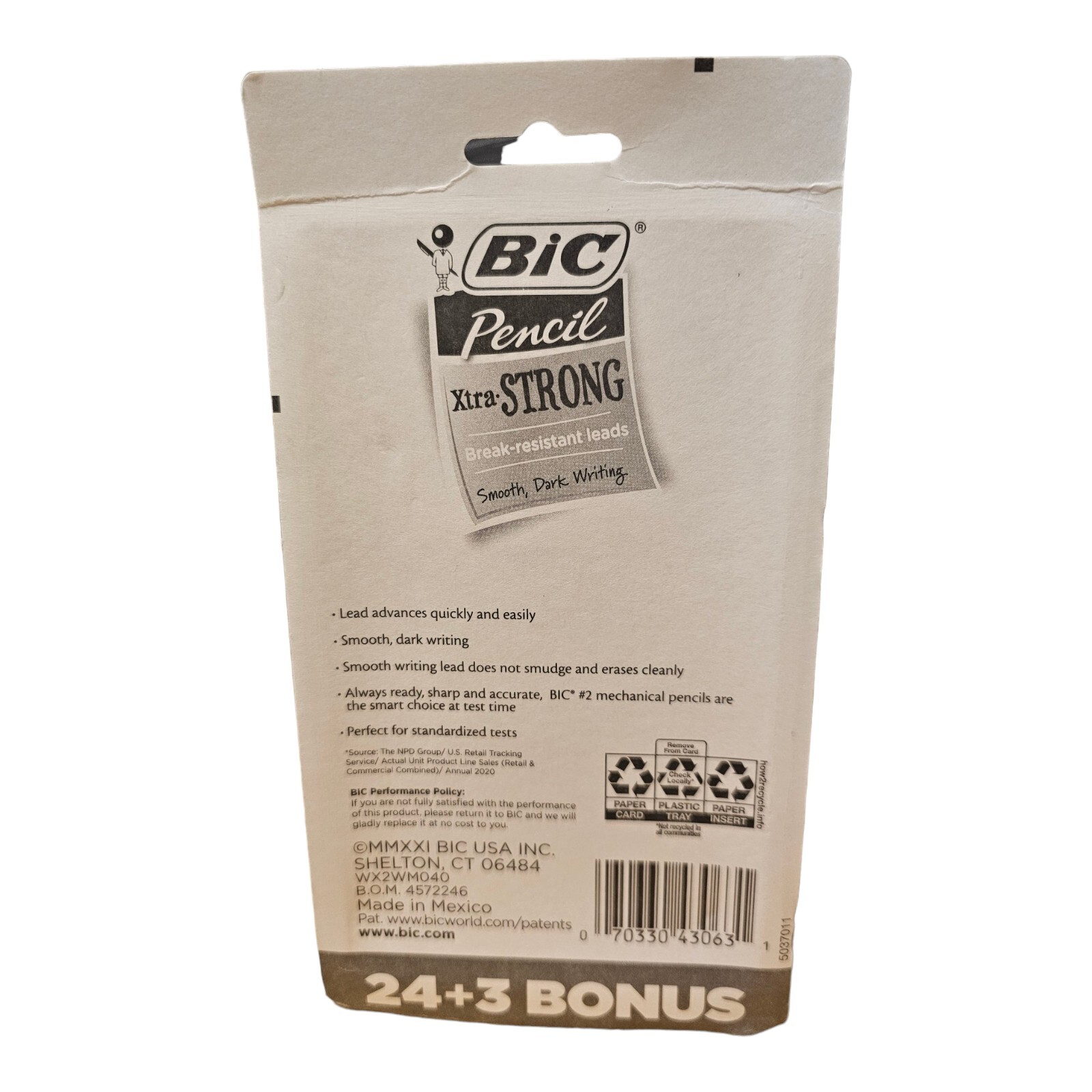 BIC Xtra-Strong Thick Lead Mechanical Pencil, 24+3 Count (Pack of 1), Assorted