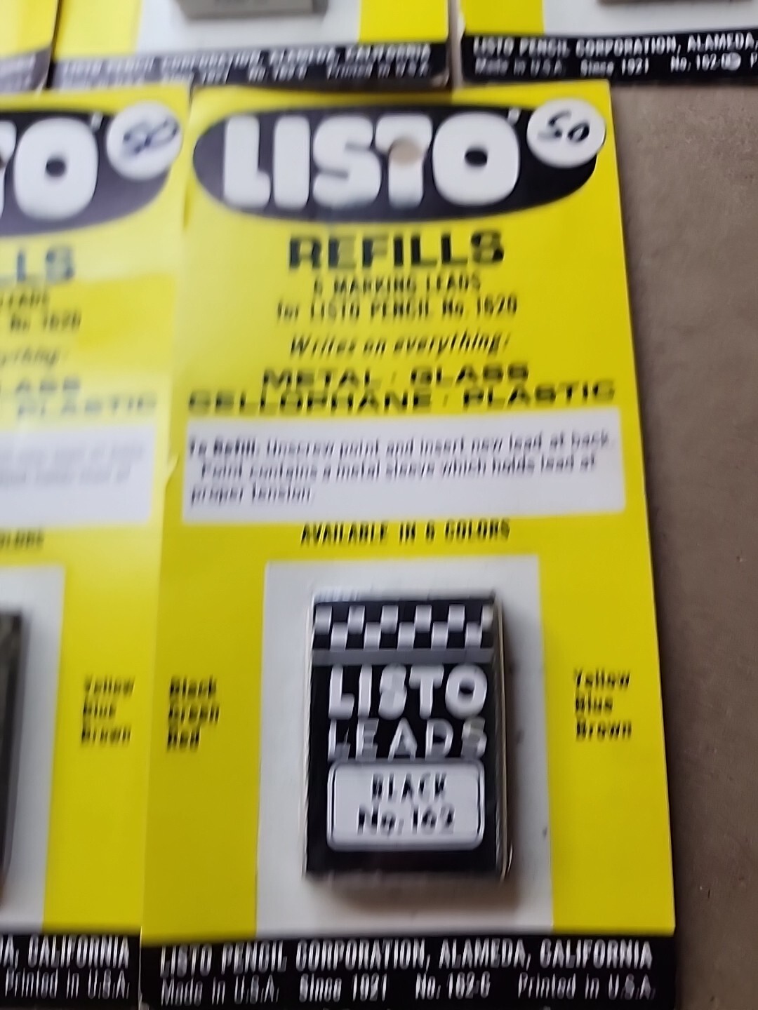 5 pks Vintage Listo Leads Black Grease 162c Made USA Cali NO UPC NOS Fits 1620