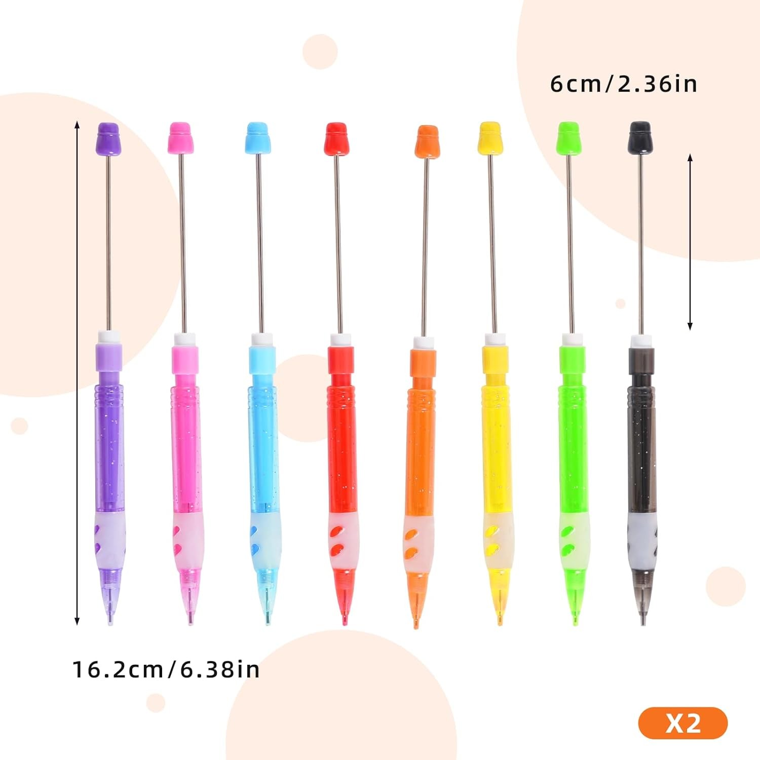 16 Pcs Beadable Pencils, Mini 1 Count (Pack of 16), [Multicolor]