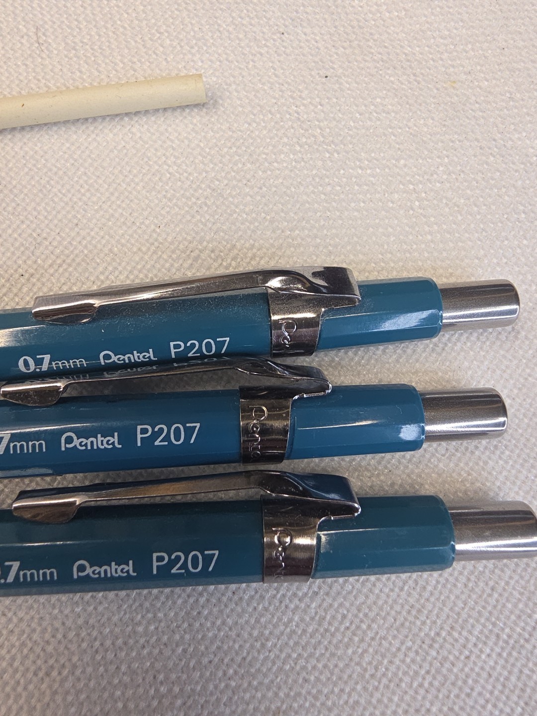 Pentel P207 Blue & Chrome 0.7mm Mechanical Pencil, with pocket clip, 3 Pcs