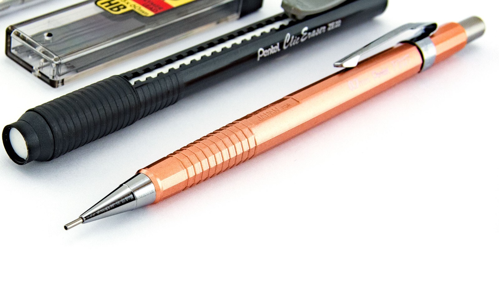 Pentel Sharp Mechanical Pencil Metallic Copper 0.7mm Refill Lead Clic Eraser Lot