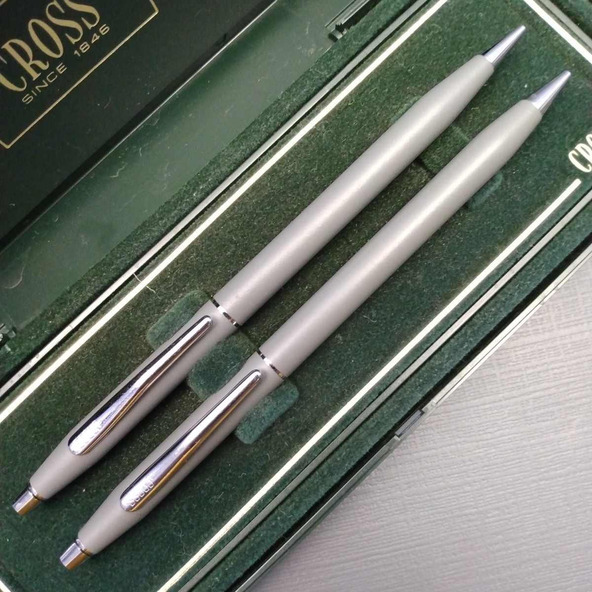 Vtg 2 Cross Century Classic Mechanical Pencils 0.9mm & 0.5mm Matte Gray & Box