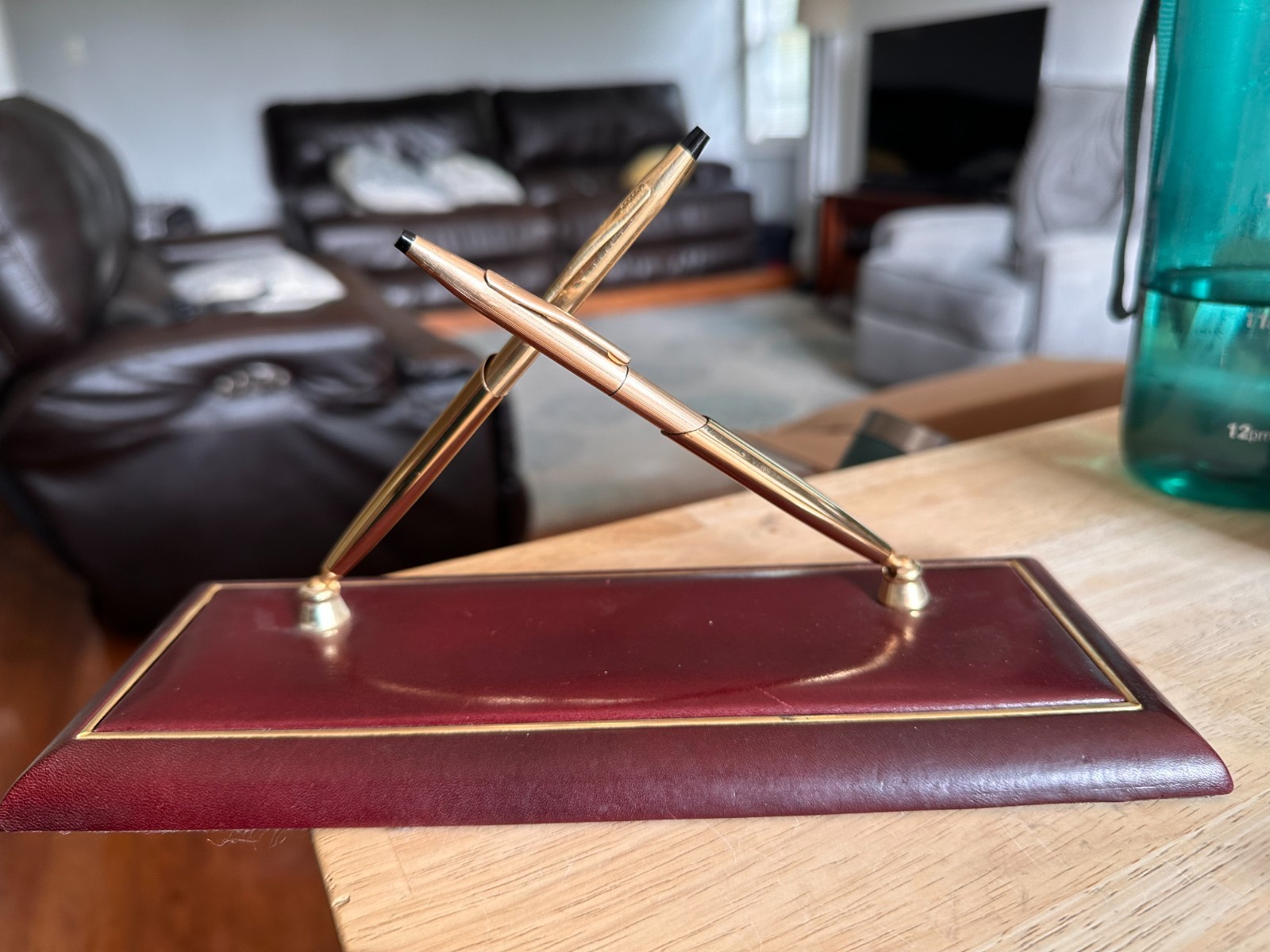 RARE Vintage Blue Star Leather Desk Set w/ Cross 14KT & 12KT Gold Filled Pencils