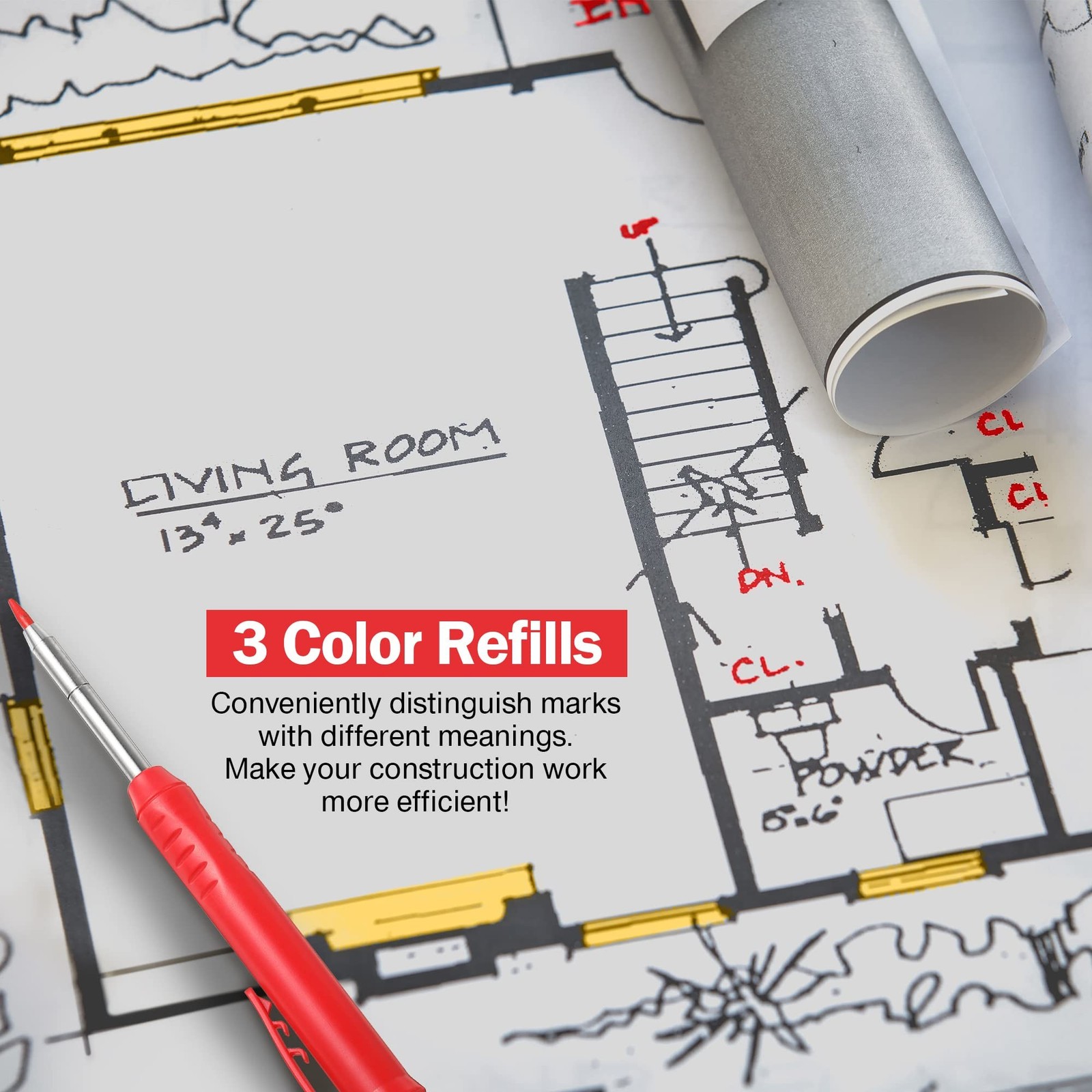 2.8 mm Pencil Refills for Carpenter Mark Pencils, Solid Deep Hole Mechanical …