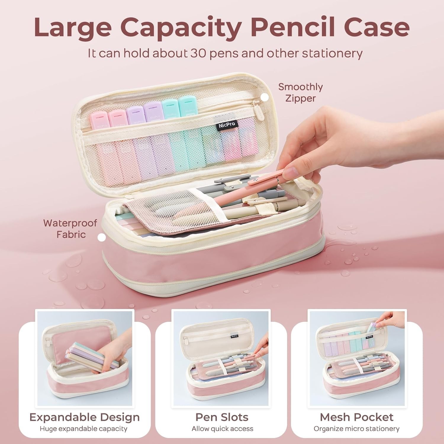 38PCS Aesthetic Pastel Mechanical Pencil Set with 564 Lead Refills – Pink Case
