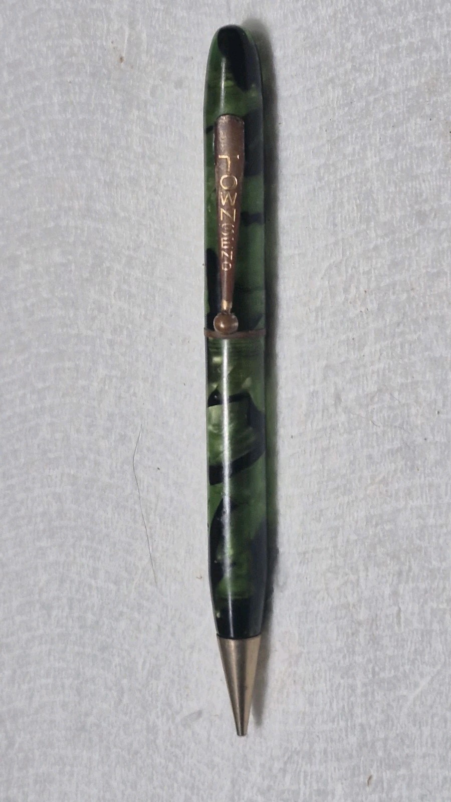“TOWNSEND” TRANSLUCENT Greens +Black/Polished Brass Trim Working Mech Pencil