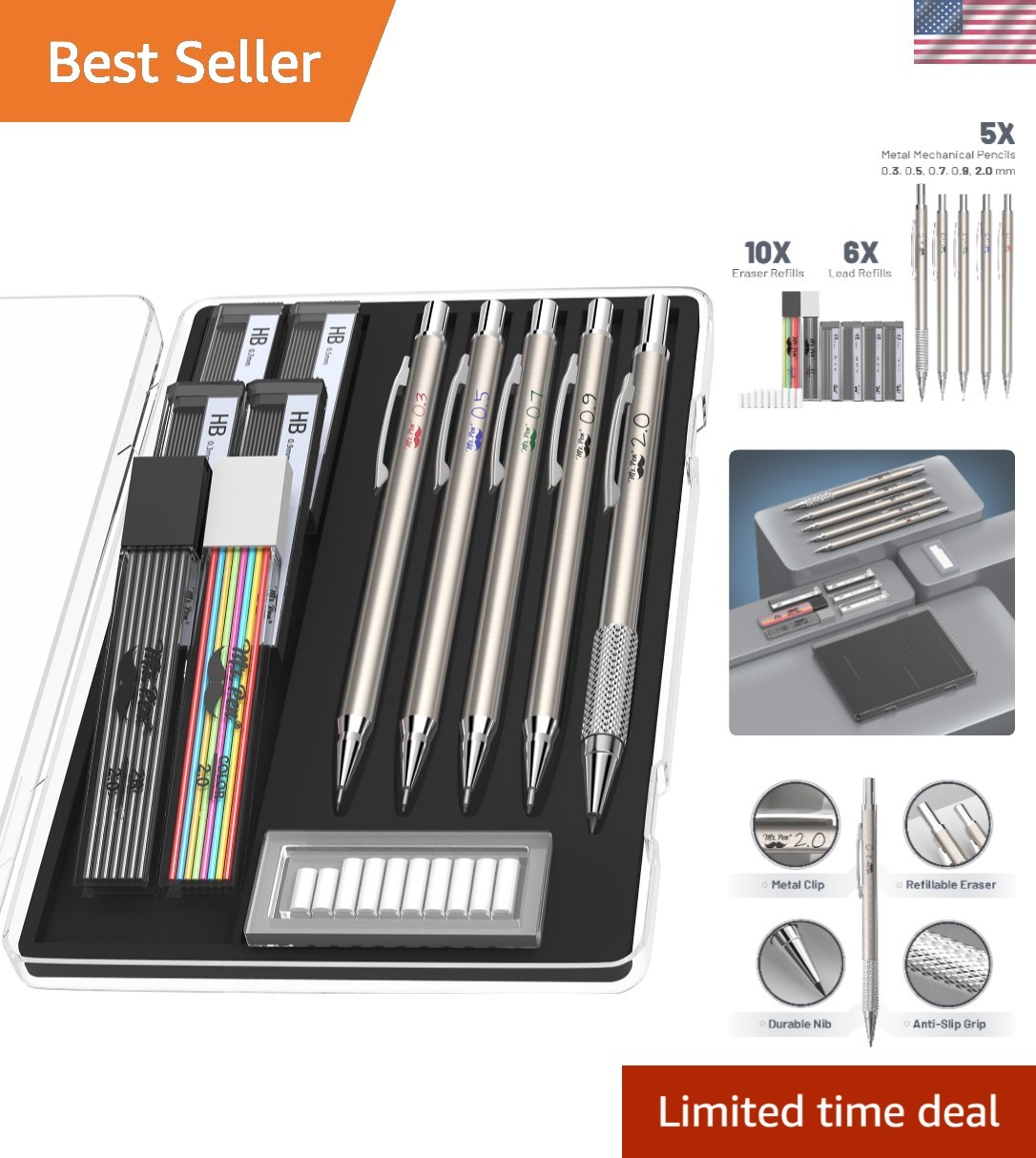 Versatile Metal Mechanical Pencils – Perfect for Architecture, Art, and Drafting