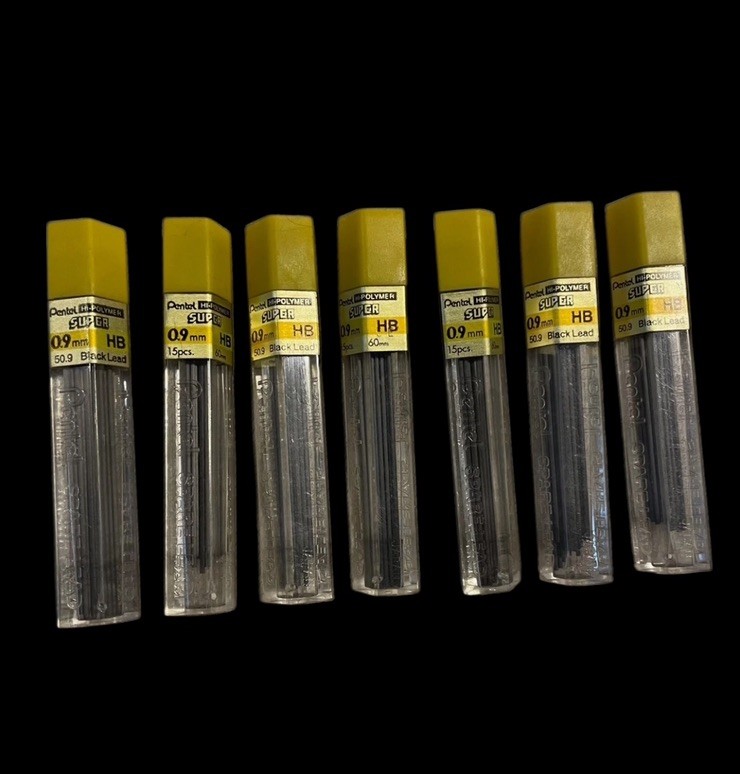 PENTEL Mechanical Pencil Lead Refills .0.9 7 Tubes Super High Polymer Drafting