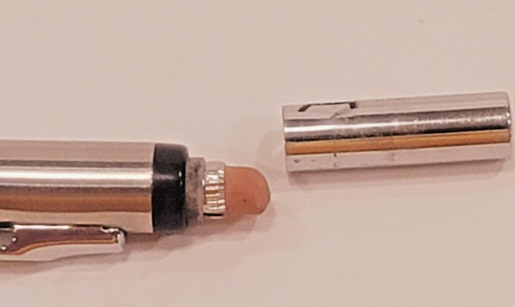 Scripto P350 Japan Ultra Thin Lead Mechanical Pencil Stainless w/ Box of Lead