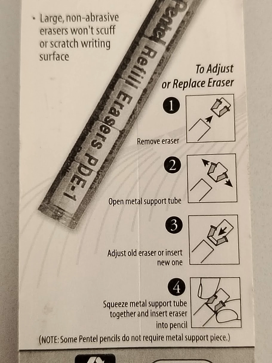 Pentel Refill Eraser for Mechanical Pencils White 4 Tubes 5 Erasers per Tube