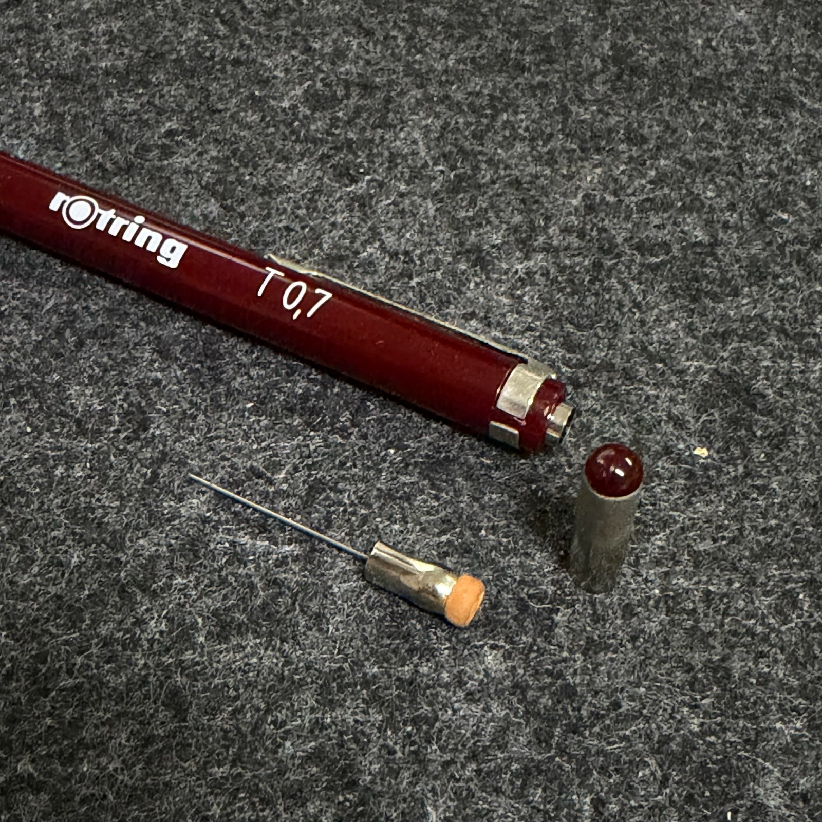 Rare 1980s rOtring T 0.7mm Burgundy Gen 1 Half-Sliding Sleeve Pencil Used