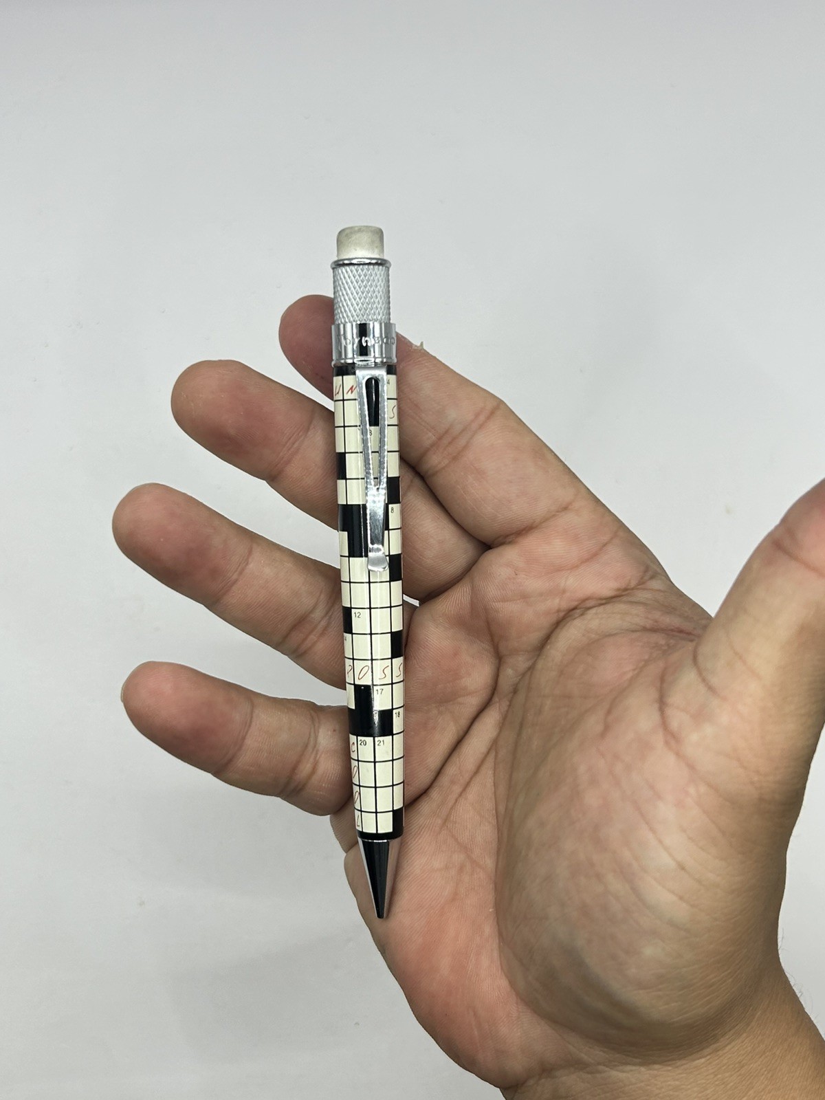 Retro 51 Tornado Mechanical Pencil featuring a crossword puzzle