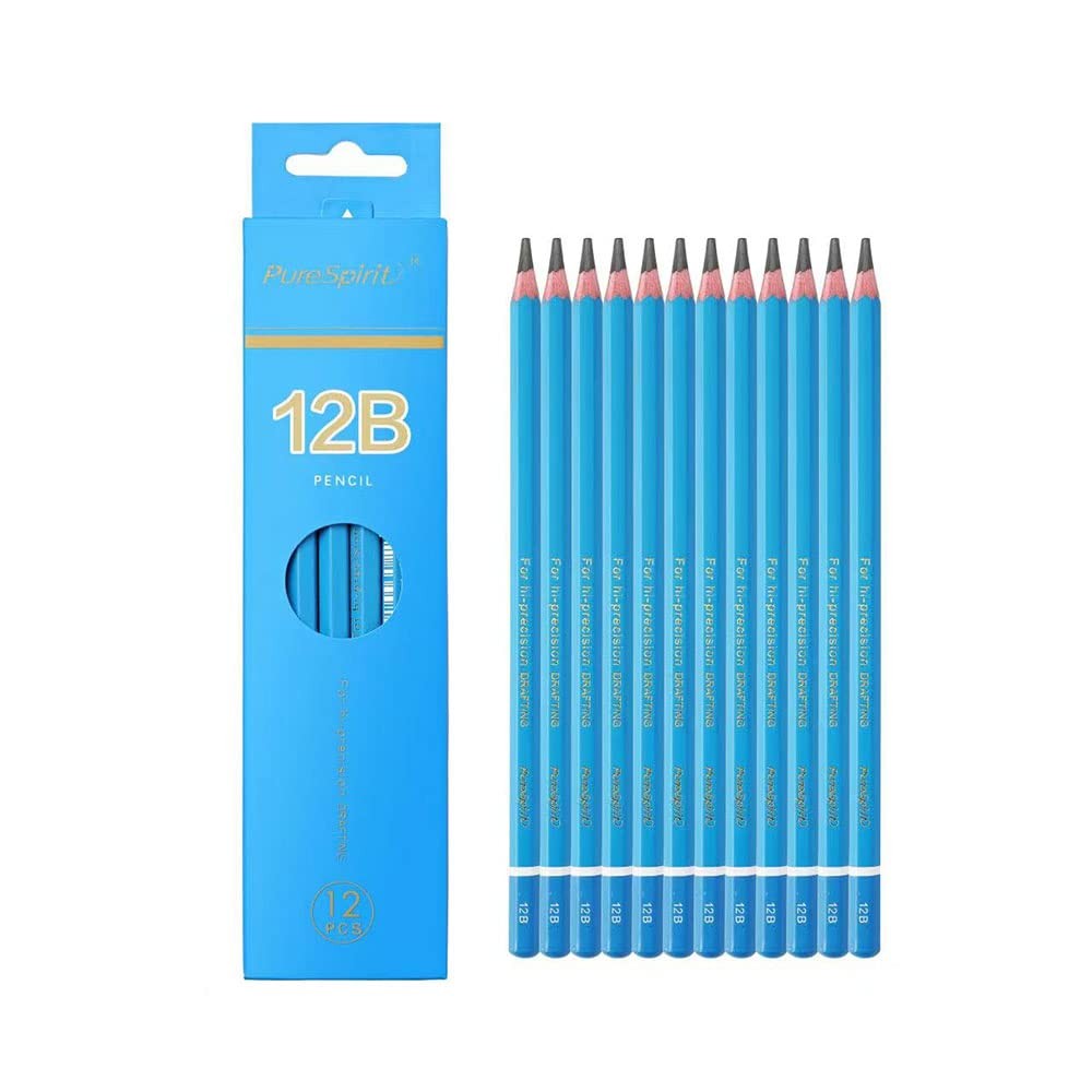 HAIHAOMUM Sketch Pencils for Drawing 12B, 12pcs 1 Count (Pack of 12), Black