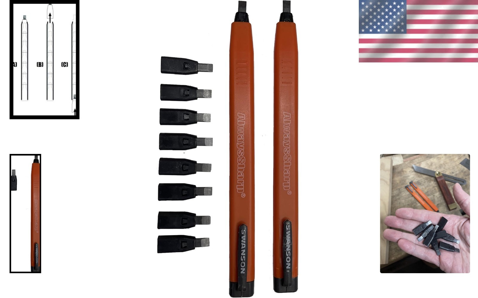 Durable Mechanical Carpenter Pencils – 2 Pack with Extra Graphite Tips Included