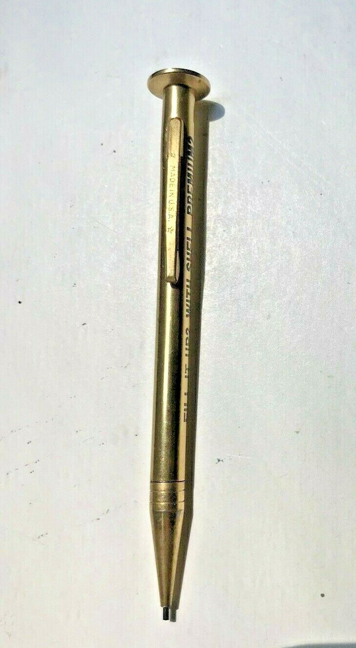 Novelty working nail shaped brass mechanical pencil SHELL premium gasoline