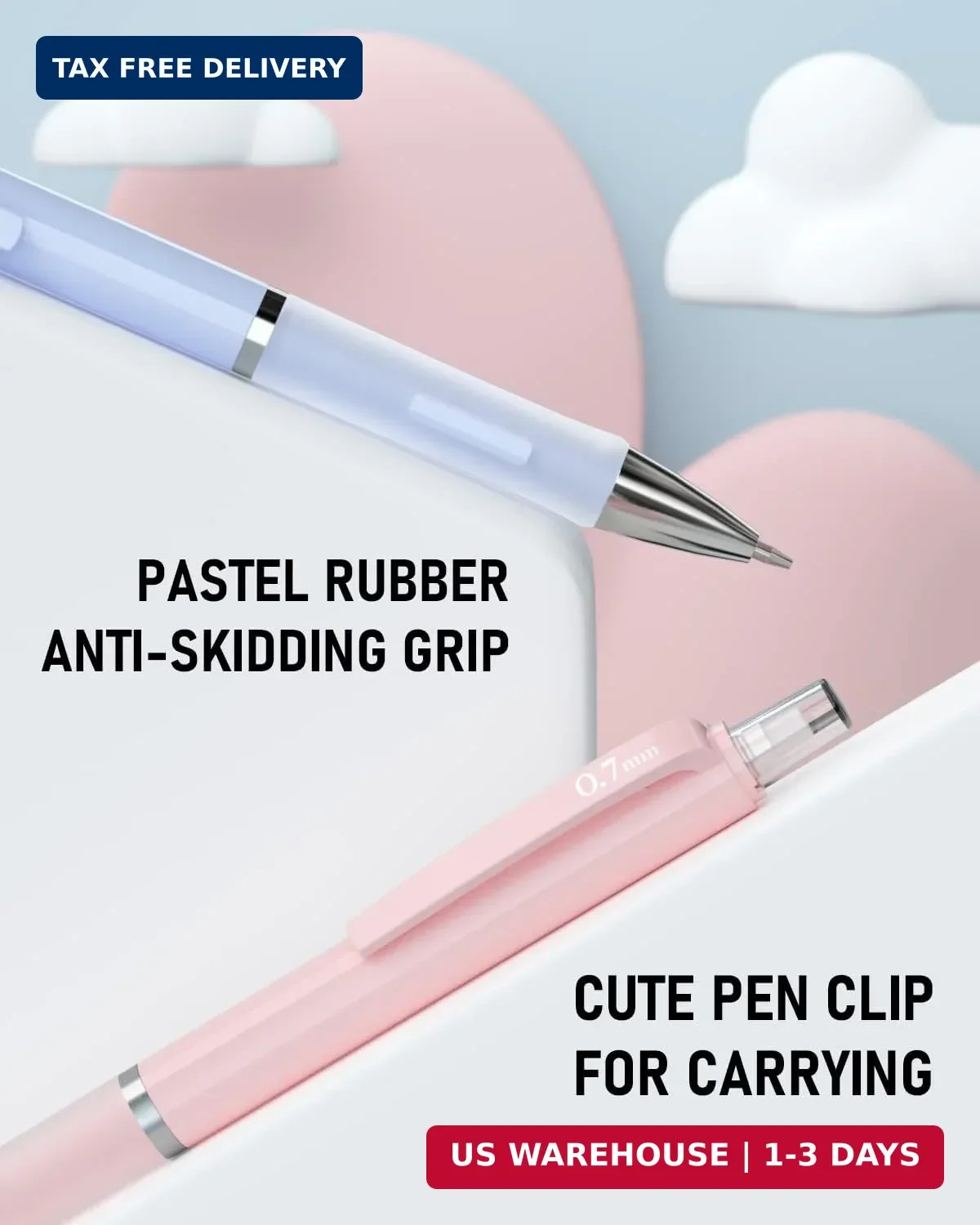 Nicpro 3PCS Cute Mechanical Pencil Set with Case, 0.7 mm Pencils with 6 Tube HB