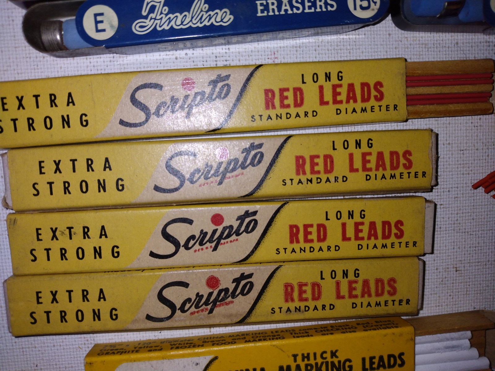 VINTAGE MECHANICAL PENCIL ERASERS RED LEADS CHINA MARKING LEADS SHEAFFER SCRIPTO