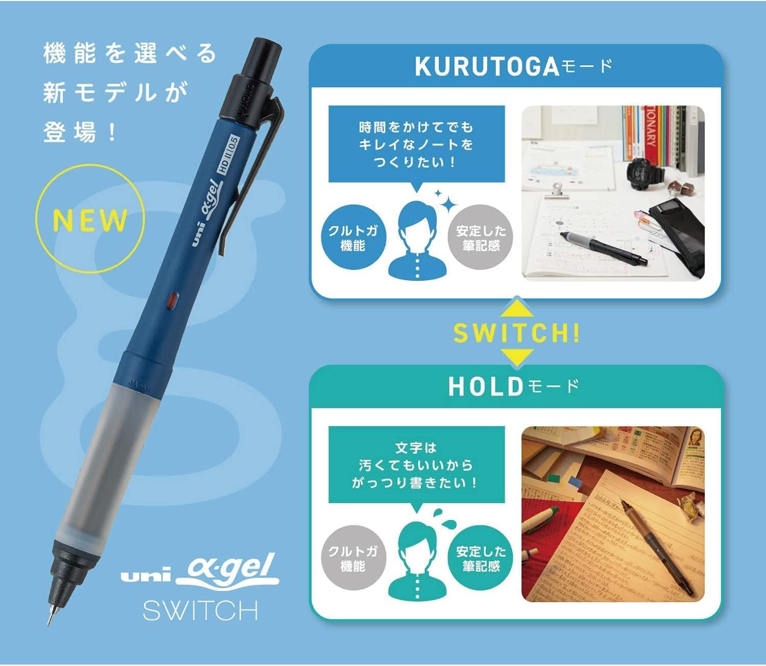 0.5mm Mechanical Pencil Soft Gel Grip Rotating Lead Yellow Writing Pen