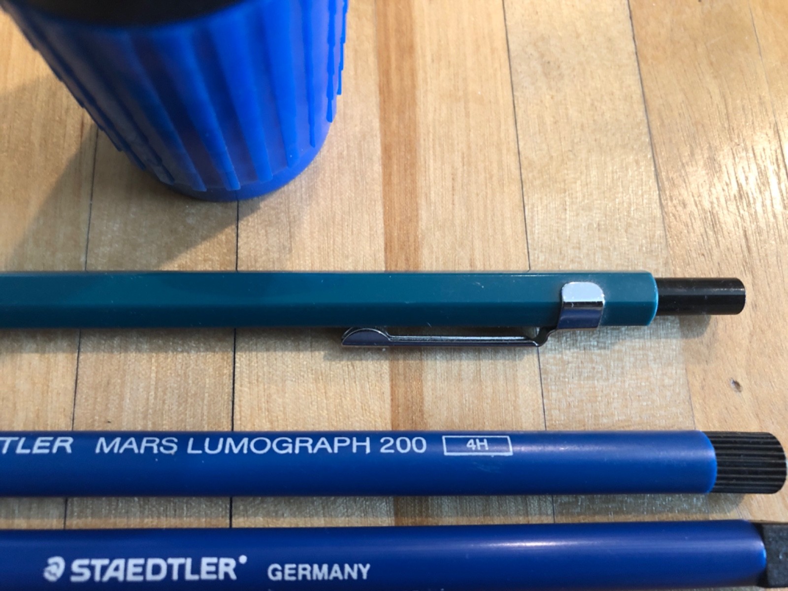 Berol Turquoise 10C Mechanical Pencil Black Button Lead Holder with Sharpener