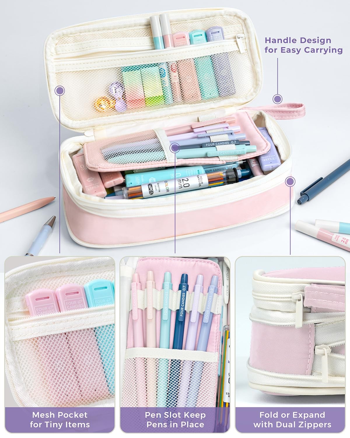 36 PCS Mechanical Pencil Set 0.5 0.7 0.9 2.0mm Lead Refills School Kit Pink