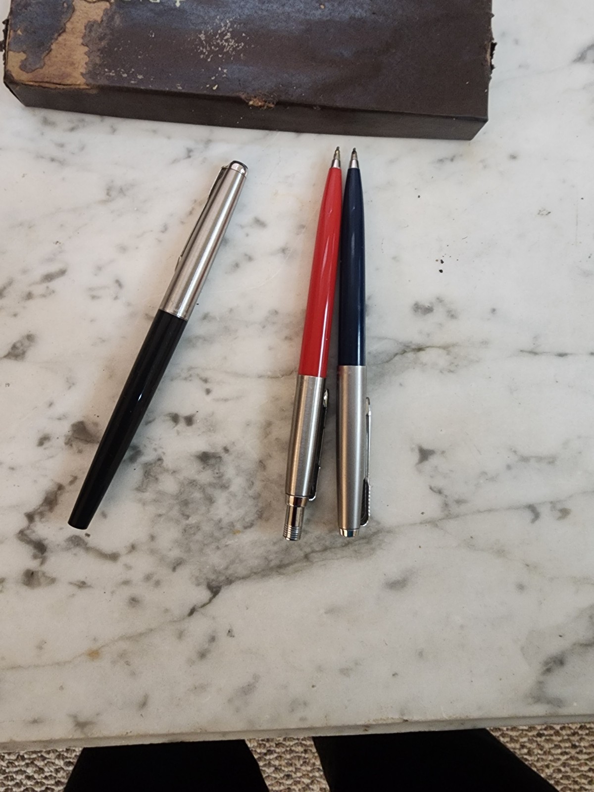Vtg Parker Arrow Set 3 Pcs 2 Clip Mechanical Pencils & Pen Case 1970s in Box