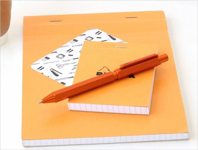Rhodia Multi Mechanical Pencil 0.5mm Ballpoint Pen B/R Script Hexagonal Orange