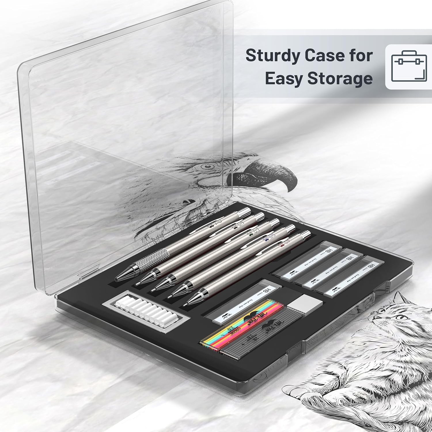 Mr. Pen- Metal Mechanical Pencil Set with 20 Piece Set, black,multi-color
