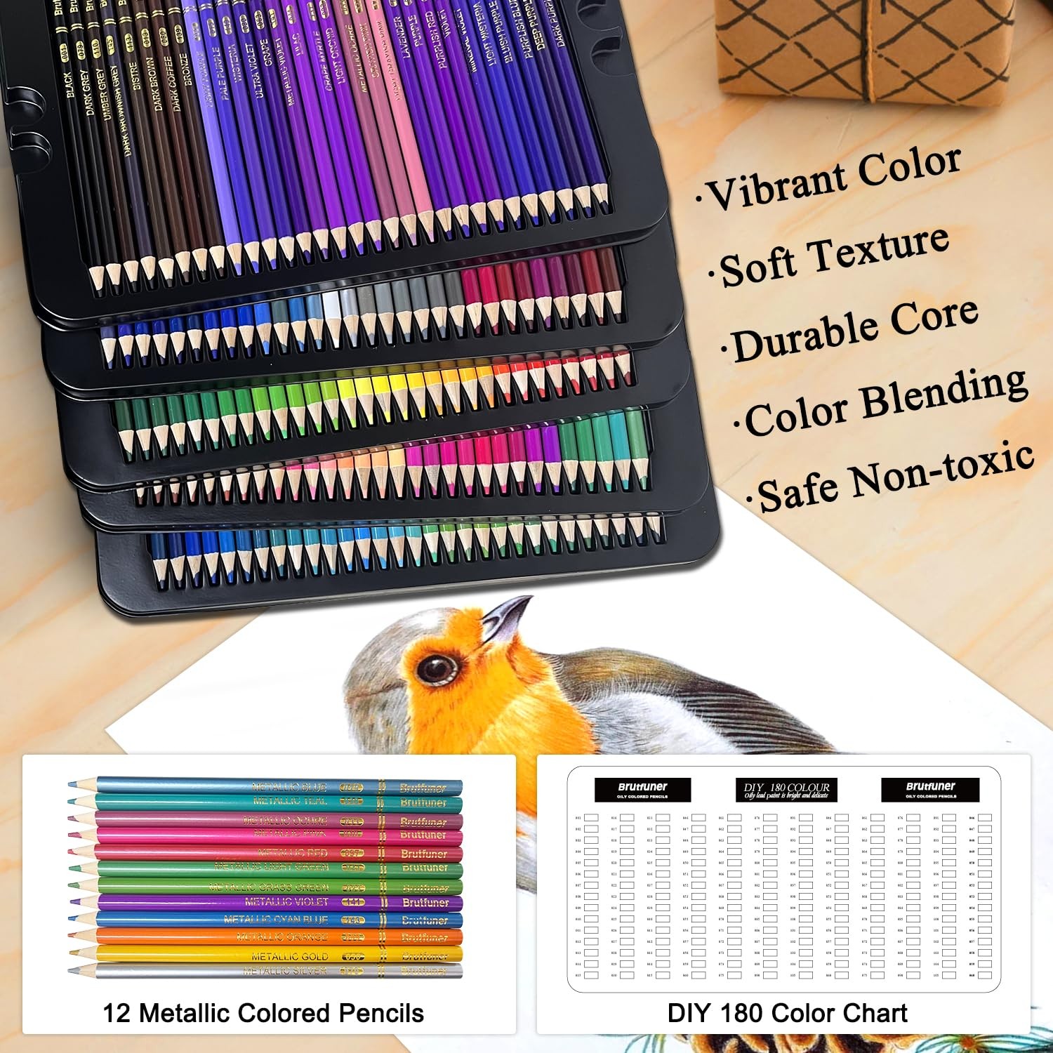 LBW 180 Colored Pencils for Adult Coloring 1 Count (Pack of 180), Multicolor