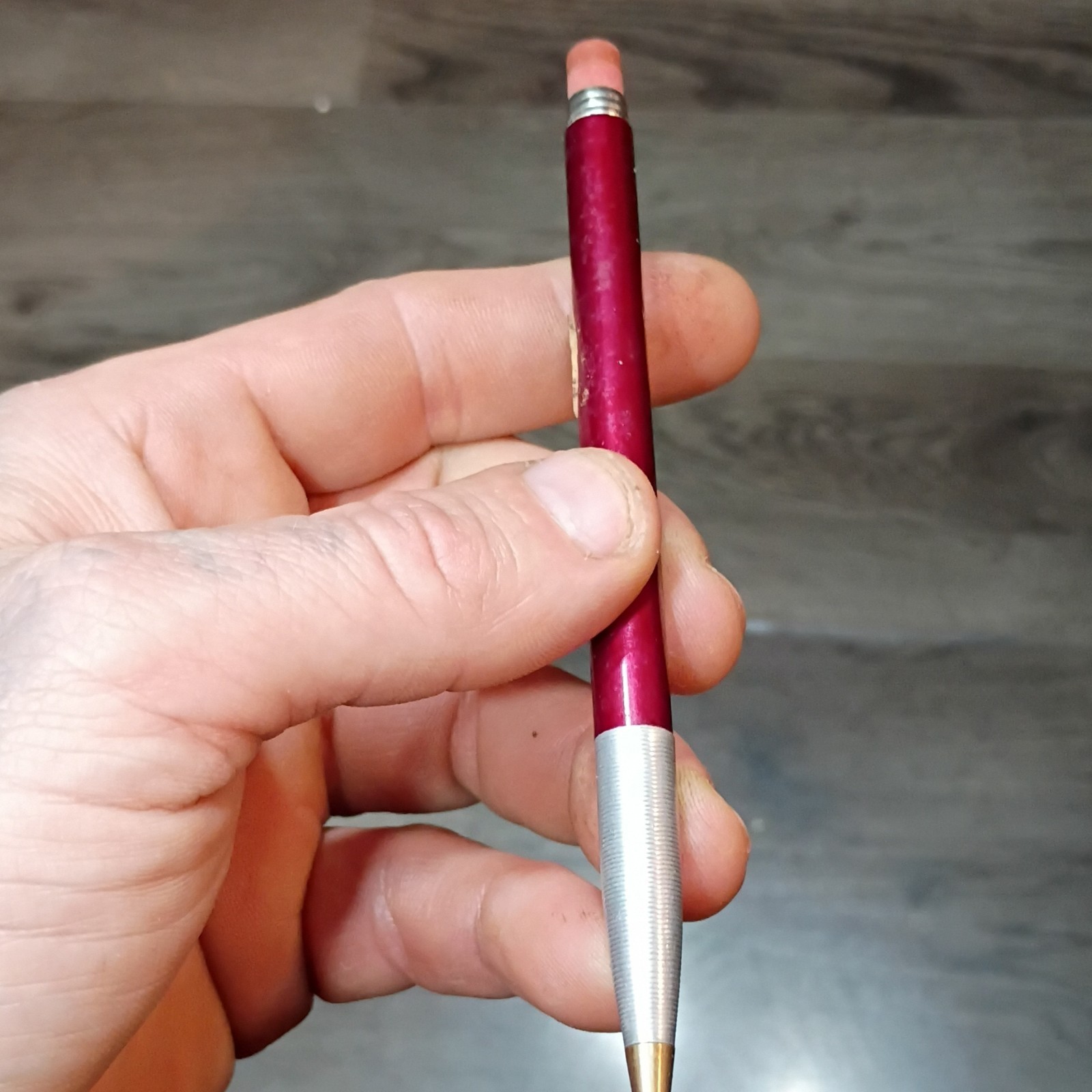 vintage Red Metal Twist Click Mechanical Pencil with Retractable Tip