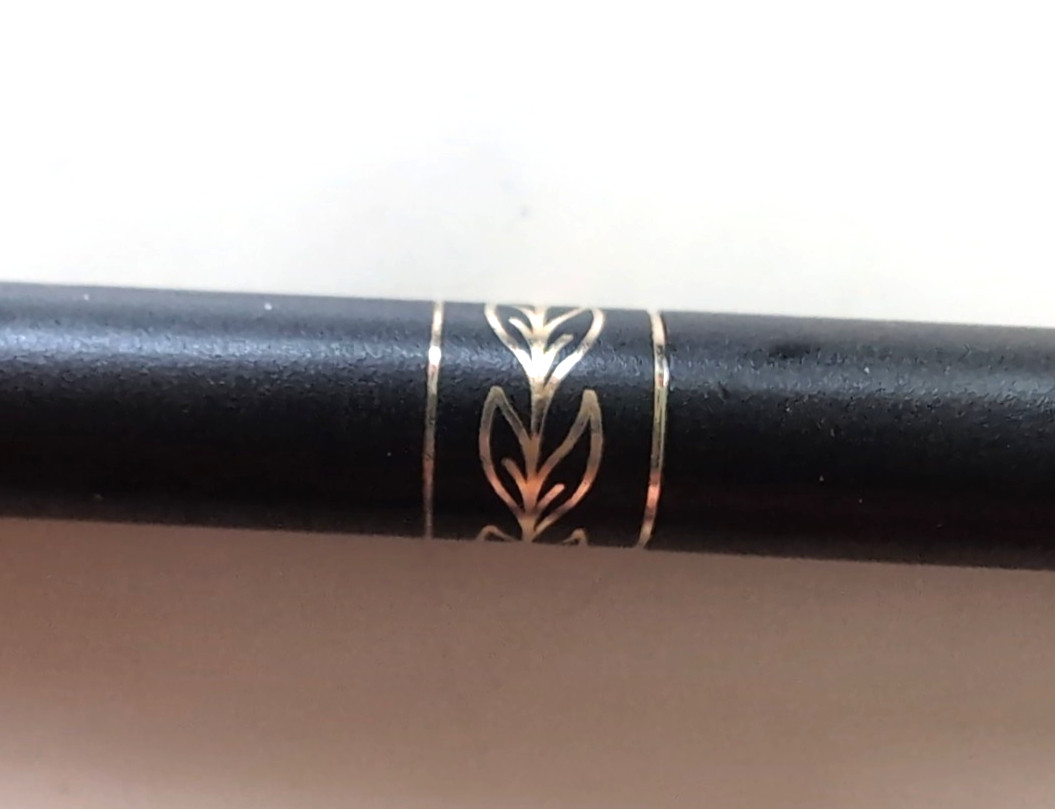 Vtg CROSS Matte Black Mechanical Pencil w/ Gold Design & Eraser