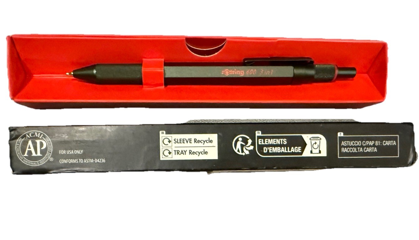 Rotring 600 3 In 1 Multi Pen Camouflage Green Ballpoint Pencil Mechanical 0.5Mm