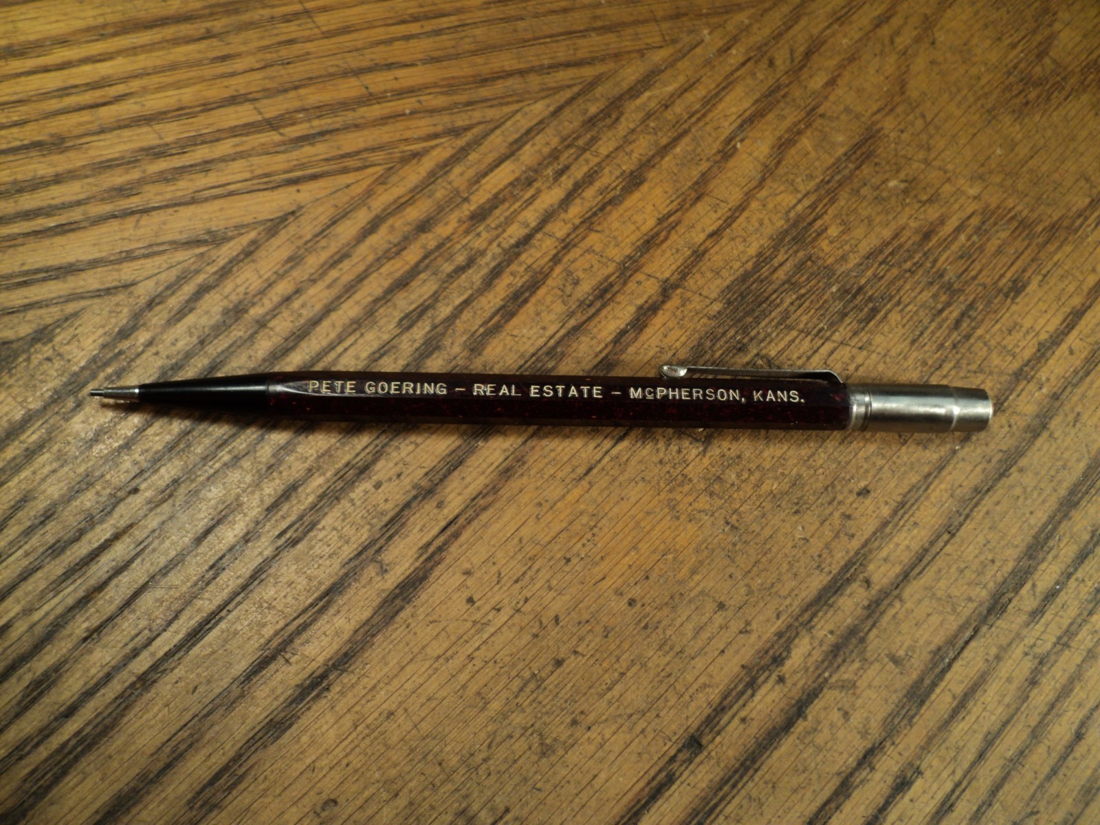 Vintage Mechanical Pencil Advertising Pete Goering – Real Estate McPherson Kans