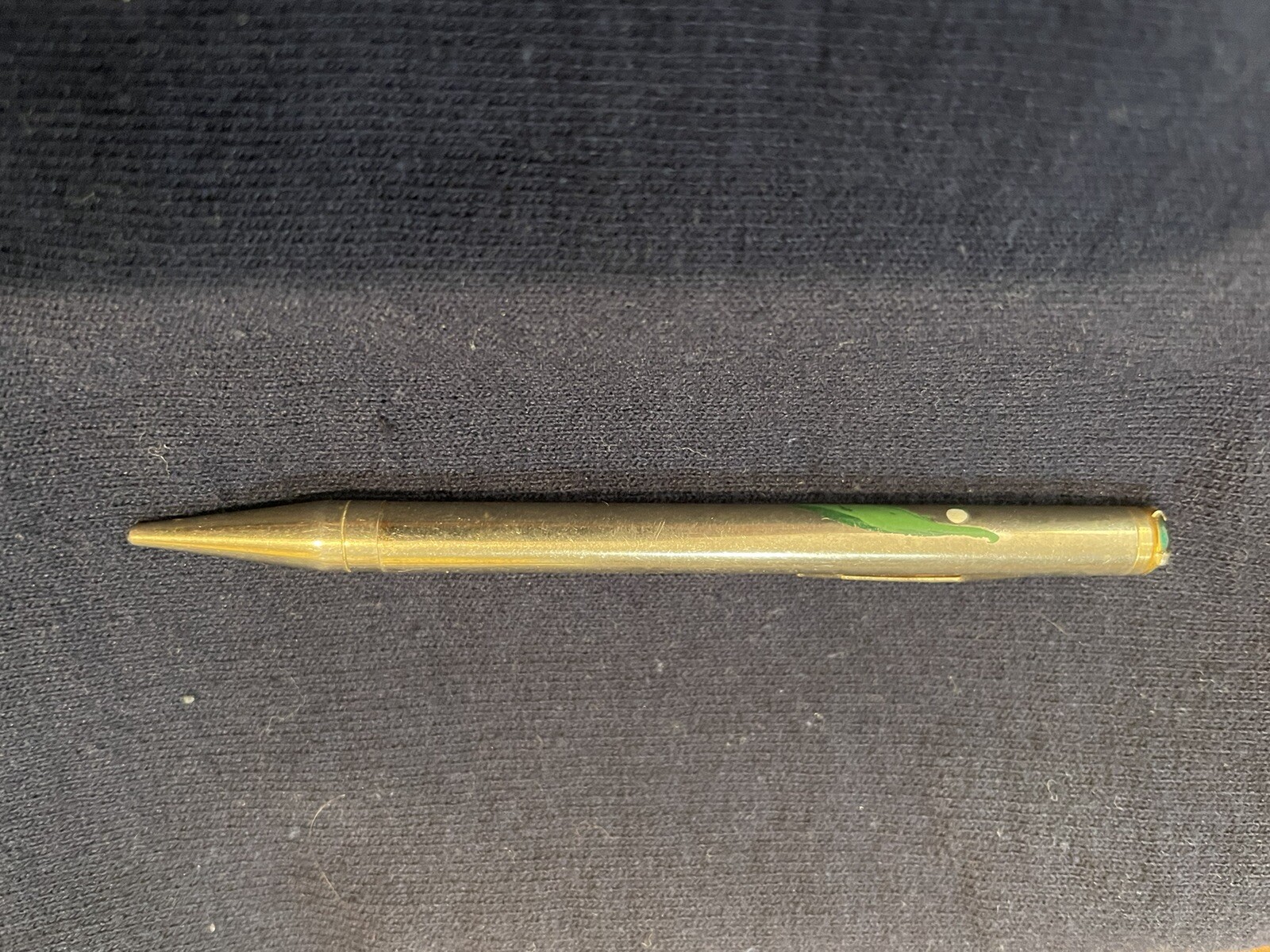 Vintage Gold Plated Mechanical Pencil Stamped Mascot USA & Enamel Flowers