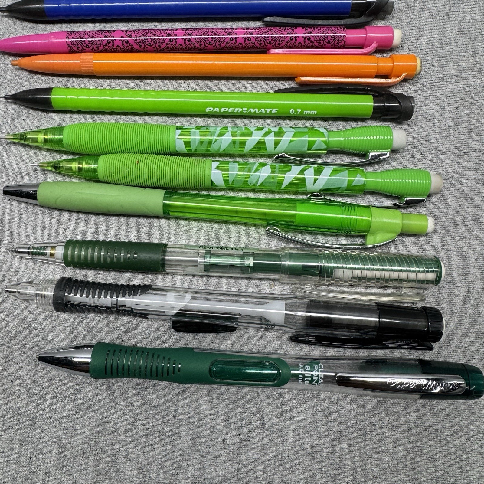 Lot Of 22 Mechanical Pencils 1 Eraser & 7 Lead Packs Pen+gear Paper Mate Bic